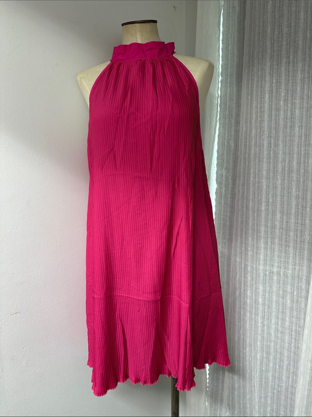 Beach Sissi Halter Neck Fuchsia Midi Dress Large